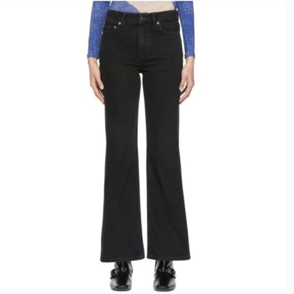 Ganni Betzy Women's Jeans Rigid High Rise Bootcut in Washed Black size 28 New